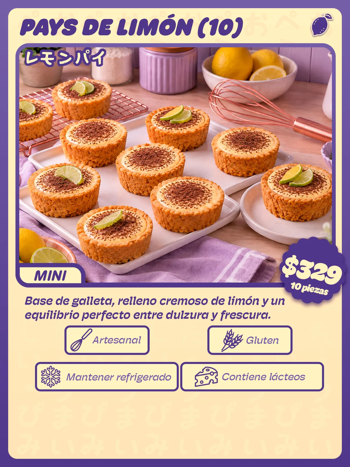 Carta de Pays de limón mini, 10 piezas de Peko Peko