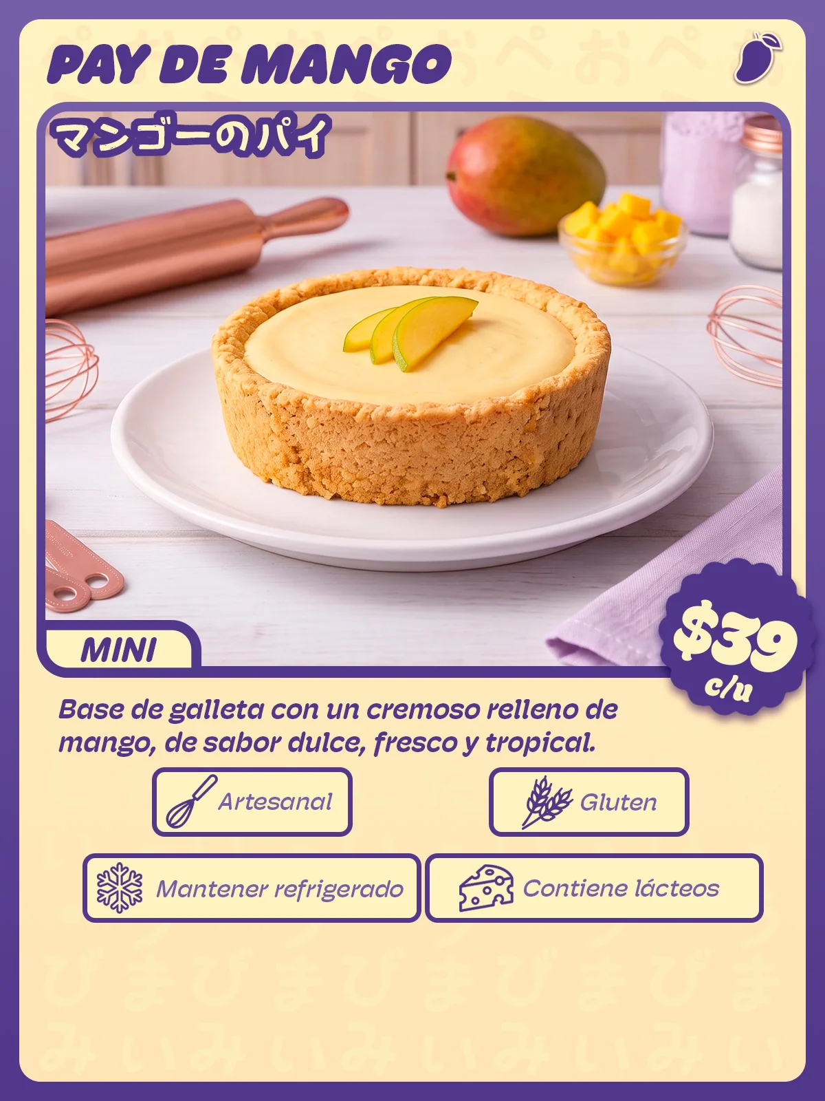 Carta de Pay de mango mini individual de Peko Peko