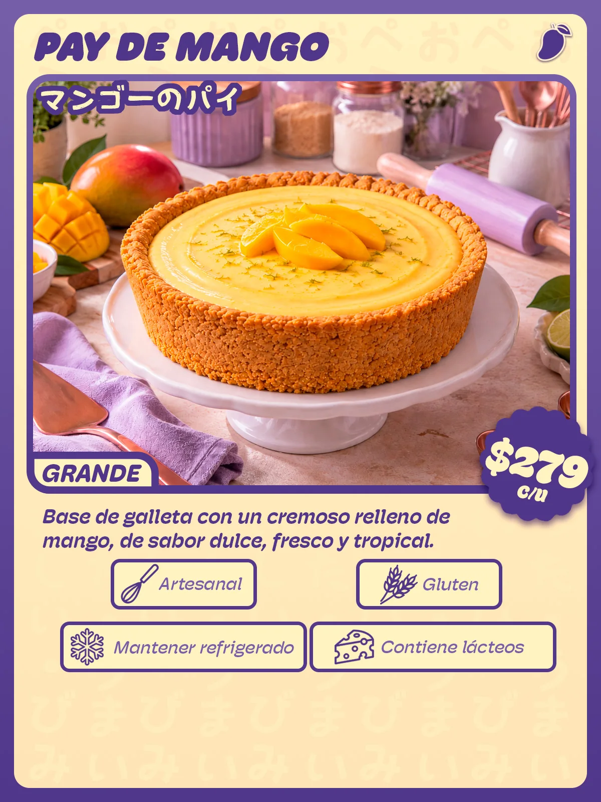 Carta de Pay de mango grande individual de Peko Peko