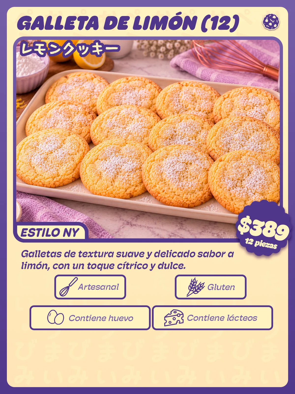 Carta de Galletas de limón, paquete de 12 de Peko Peko